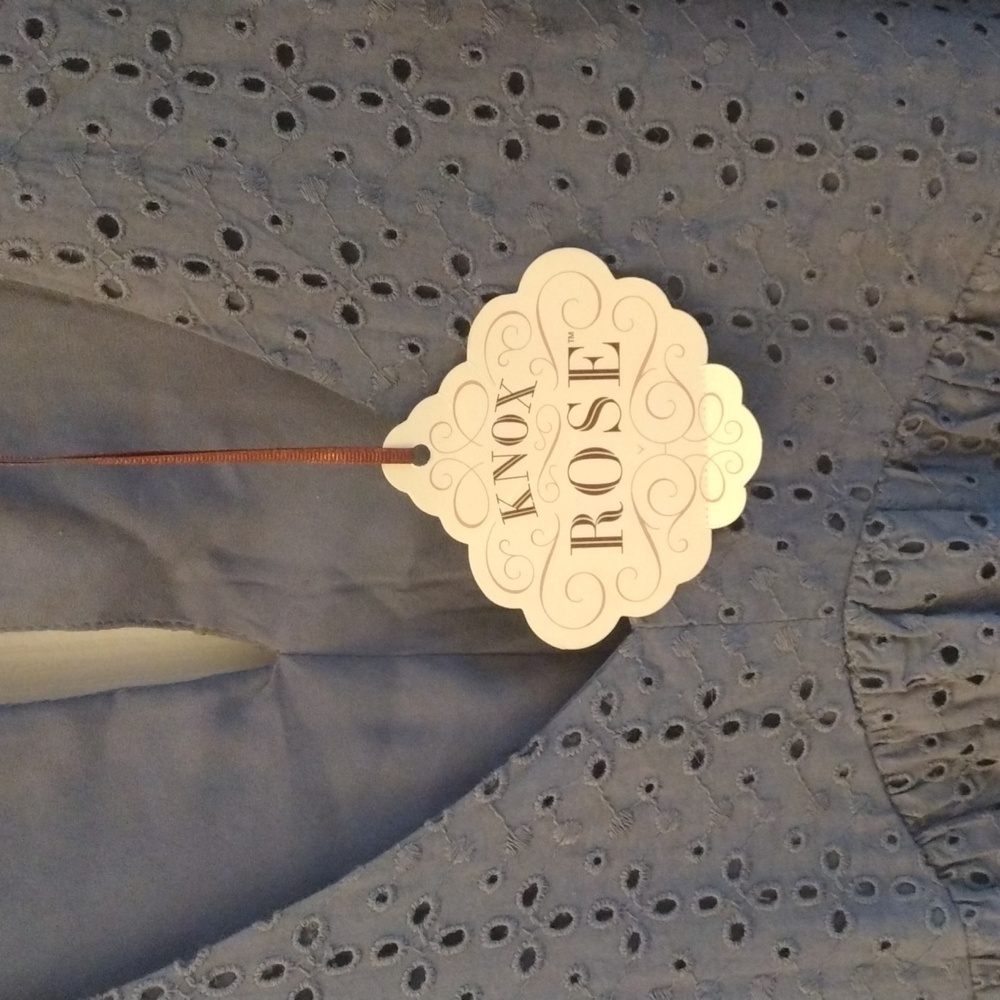 Knox Rose Women's Blue Eyelet Dress, Size XL, 100% Cotton. - Picture 15 of 16